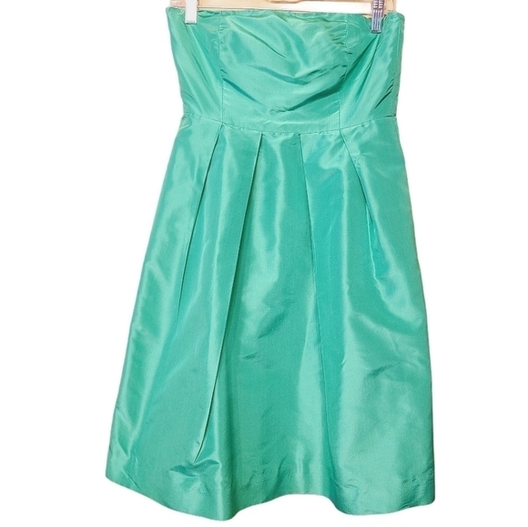 J. Crew | Kelly Green Lorelei Strapless Silk Dress (Size 6 Petite) - Picture 1 of 10